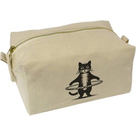 'Fitness Cat' Canvas Wash Bag/Makeup Case (CS00043307)