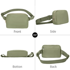 Frenou Waist Belt Bag Fashion Fanny Women Waist Pack With Adjustable Strap For Travel Running Hiking Walking Khaki Green with rope