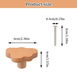 Wooden Cabinet Knobs, Pack of 6 Cabinet Knobs, Cloud Wood Design, Furniture Knobs, Drawer Knobs with Screws, Drawer Handles for Dressers, Home, Kitchen, Bedroom, Wardrobe