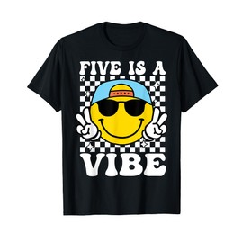 Five Is A Vibe 5th Birthday Groovy Boys Girls 5 Years Old T-Shirt