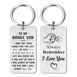 Jzxwan Bonus Son Keyring Gifts, I Love You Step Son Gifts, Stepson Christmas Birthday Graduation Gifts Key Ring, Step Son Present from Stepmom Stepdad