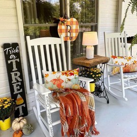 RABUSOFA Fall Pillow Covers 12x20 Inch Set of 2 Thanksgiving Autumn Orange White Teal Pumpkin Maple Leaf Lumbar Outdoor Waterproof Throw Cushion Cases Farmhouse Decorations for Home Couch Patio