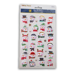 Christmas Snowmen Heads Puffy Foil Stickers - 31 Pc