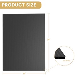 2 Pack Corrugated Plastic Board for Indoor and Outdoor Use, 4 Mm Thick Poster Board, 24x36 Inches, Black Plastic Sheets, Waterproof Coroplast Sheets and Blank Yard Signs