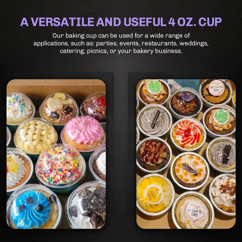 KitchenDance 4oz Disposable Aluminium Cream Brulee Dessert Cups with Lid