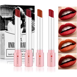 Lápiz labial de 4 colores, mini tubo de lápiz labial Mate Velvet, tinte labial de larga duración 24 horas
