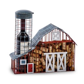 Farm House Barn Design Cork Caddy Wine Cork holder Displays And Stores over 150 Wine Corks and Wine Bottle By Picnic Plus, 14.5"W x 5"D x 14"H