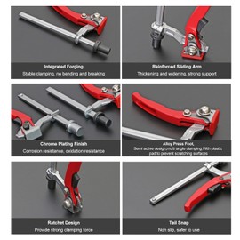 Ratchet Bench Clamp Sturdy Hold Down Clamp 20mm Base Guide Rail Woodworking Bench Dog Clamp with Ratchet Mechanism for Wood Carving 13.5x6.5mm