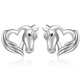 Horse Studs Earrings for Women Horse Earrings Sterling Silver Heart Western Equestrian Jewelry Horses Lover Gifts