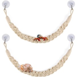 Hermit Crab Climbing Rope, 2Pcs Hermit Crab Climbing Jute Rope,Hermit Crab Jute Rope with Suction Cup Hooks,Hermit Crab Rope Hermit Crab Climbing Jute Rope with Hooks,Hermit Crab Climb Rope with Hooks