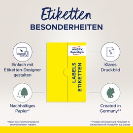 AVERY Zweckform AVERY Zweckform P3464-50 Universal Etiketten (2.750 Klebeetiketten, 30x20mm auf A4, Papier matt, bedruckbare Produktetiketten, selbstklebende QR-Code-Etiketten, individuelle Aufkleber) 50 Blatt, weiß