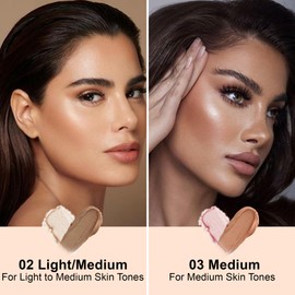 FV Dual-Ended Contour & Highlighter Stick - 2 Pack, Waterproof, Long-Lasting, Creamy & Blendable Formula, Natural Finish Sculpting Stick for Face & Body, Shades: 02 Light/Medium & 03 Medium