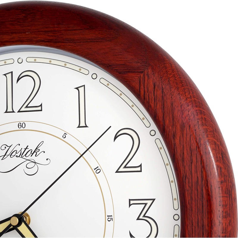 JUSTIME 14-inches Oak Solid Wood Luminous Wall Clocks, Silent Sweep