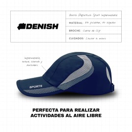 DENISH Gorra Deportiva Sport Impermeable. Cachucha con Broche Ajustable para Hombre y Mujer de Material Premium para Hacer Ejercicio, Caminar, Running, Actividades al Aire Libre (Azul Oscuro)