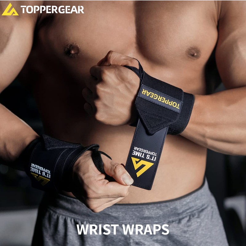 TOPPERGERA Professional High Weight Wrist Wraps (Hard Type, Yellow, 65cm)