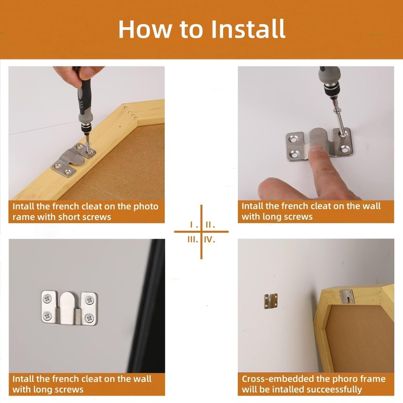 16Pcs Stainless Steel Interlock Hanging Buckle, Flush Concealed Mount Brackets,