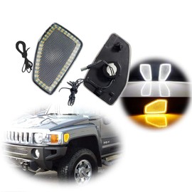 KENRTIR Clear Lens Dual Color Amber/White Front Fender Side Marker Light Lamps For 2006-2010 HUMMER H3