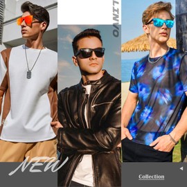 LINVO Trendy Polarized Mirrored Sunglasses Men Womens, Flat One Piece Reflective Shades for Driving Fishing UV400 Protection