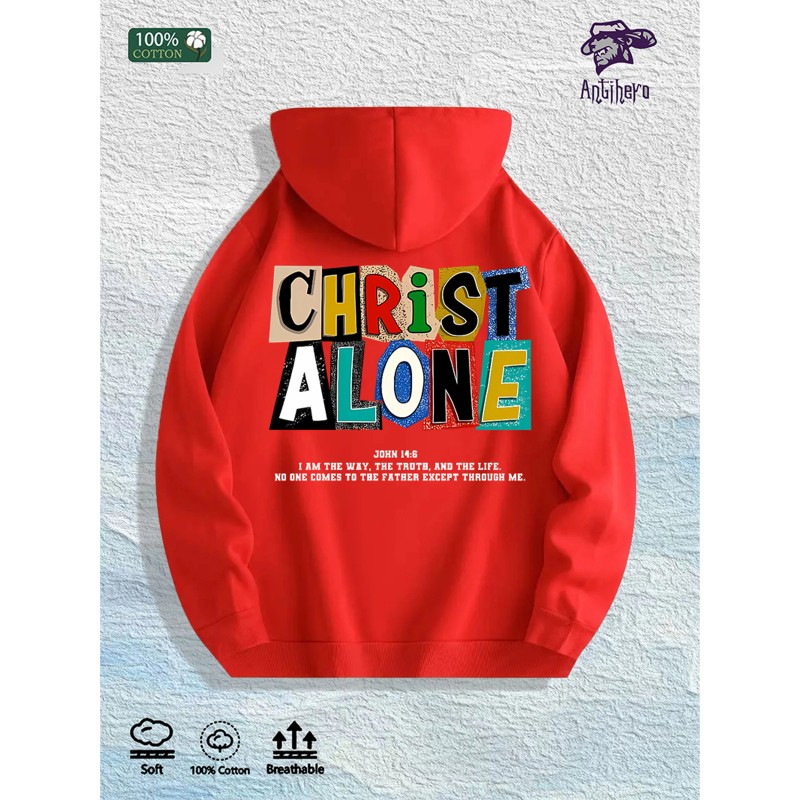 CHRIST ALONE Graphic Hoodie 100% Cotton US Warehouse 7 ColorsColor: