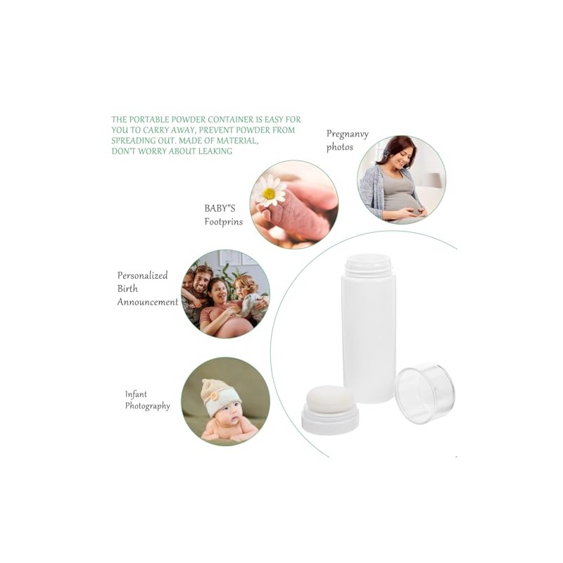 Toddmomy 2PCS Talquera Portátil Vacía 15cm Plástico Blanco