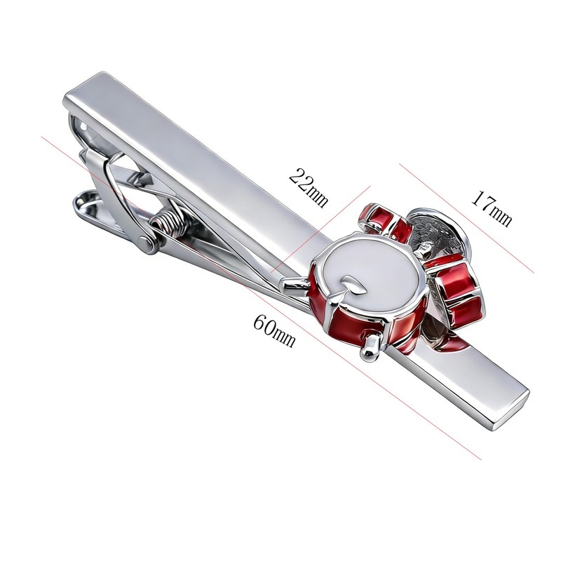 QINGANRAN Drum Set Cufflinks and Tie Clip Set, Silver Red