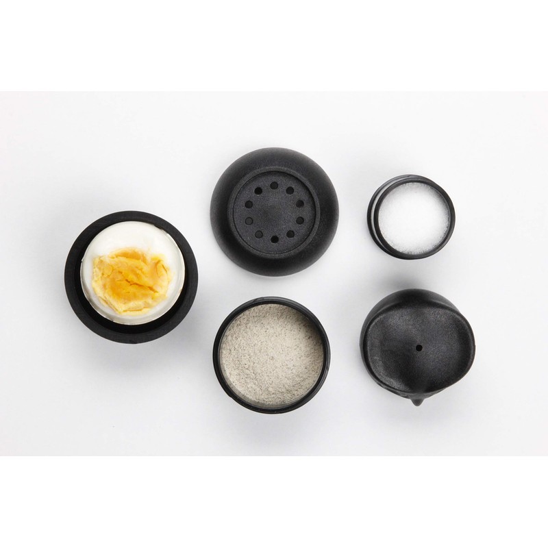 QUALY Salt and Pepper Shaker and Egg Cup in One.