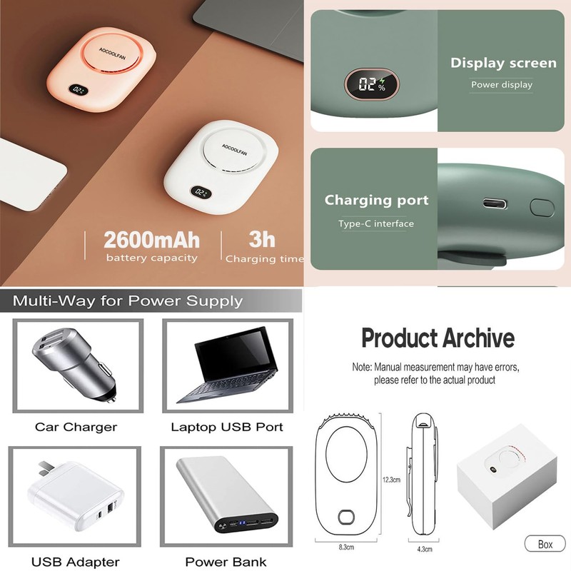 AOCOOLFAN Portable Neck Fan, Mini Small Personal Handheld Fan USB
