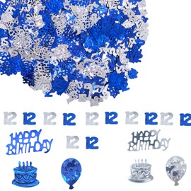 45g Blue 12th Birthday Confetti Metallic Glitz Table Scatter Sprinkles Age Bday Party Decorations