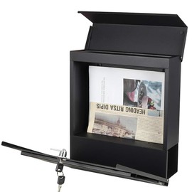 Lockable Mailboxes with Keys,Outdoor Wall Mounted Mail Box with Large Capacity,14 3/10" x 4 1/10" x 13",Black