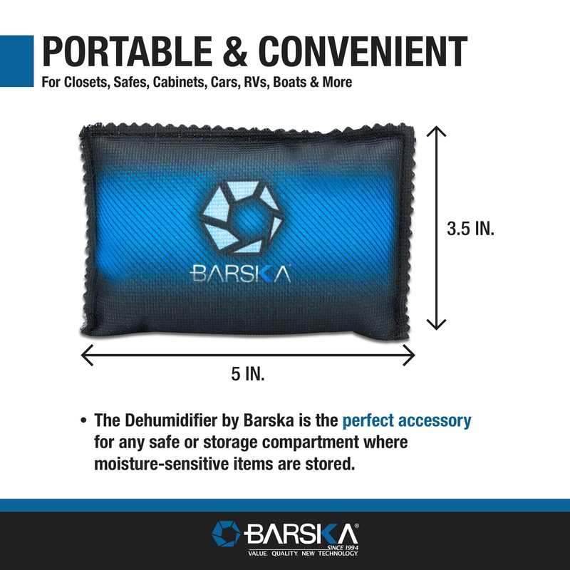 BARSKA Rechargeable Desiccant Dehumidifier - Safe Moisture Absorber for Home