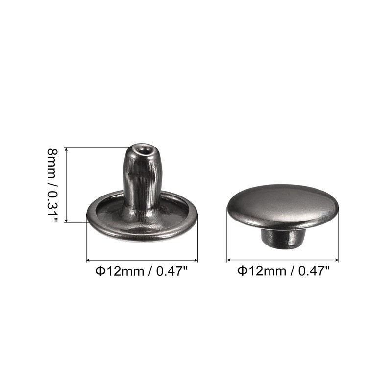 sourcing map 100 Sets Leather Rivets, 12x8mm Double Cap Rivets