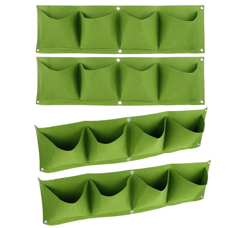 4Pcs 4 Pocket Plant Grow Bag Wall Mounted Reusable Degradable