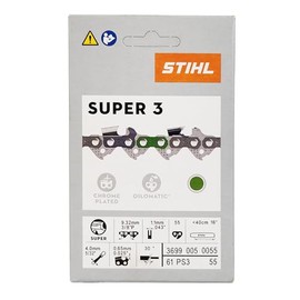 Genuine OEM 16" Chainsaw Chain 0.375" Pitch (3/8P), 0.043" Gauge, 55 Drive Link, Picco Super 3 (61PS3 55) Fits STIHL MS170, MS171, MS180, MS181 Chainsaws 3699-005-0055