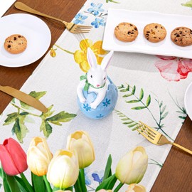 QINJIEJIE Colorful Floral Flowers Table Runners Spring Table Runner Seasonal Summer Farmhouse Table Decor for Kitchen Dining Table Home Party Decorations 13x72 Inch