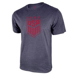 Icon Sports U.S. Soccer Federation USWNT Adult Logo T-Shirt | Solid Logo, Heather Navy, Large