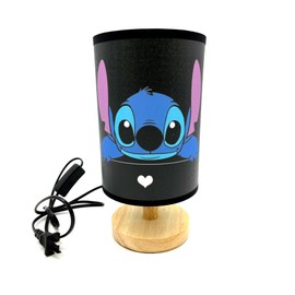 Frameless Wood Base Table Lights Stitch Table Lamp with Light Bulb Cartoon Bedside Night Light Great Decor or Gift Ideas