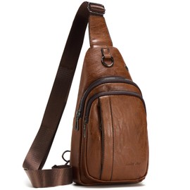 Seoky Rop Sling Backpack for Men Sling Bag Crossbody Shoulder Bags Travel Bag Purse with Water Resistant Light Brown