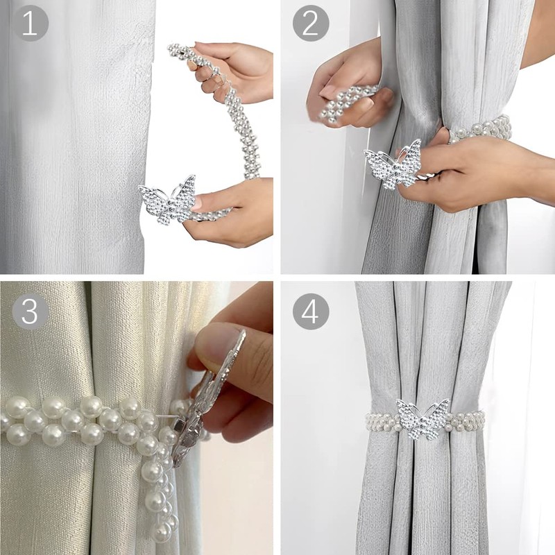 DIKABAO Curtain Tiebacks 2Pcs Butterfly Curtain Clips Adjustable Decorative Alloy
