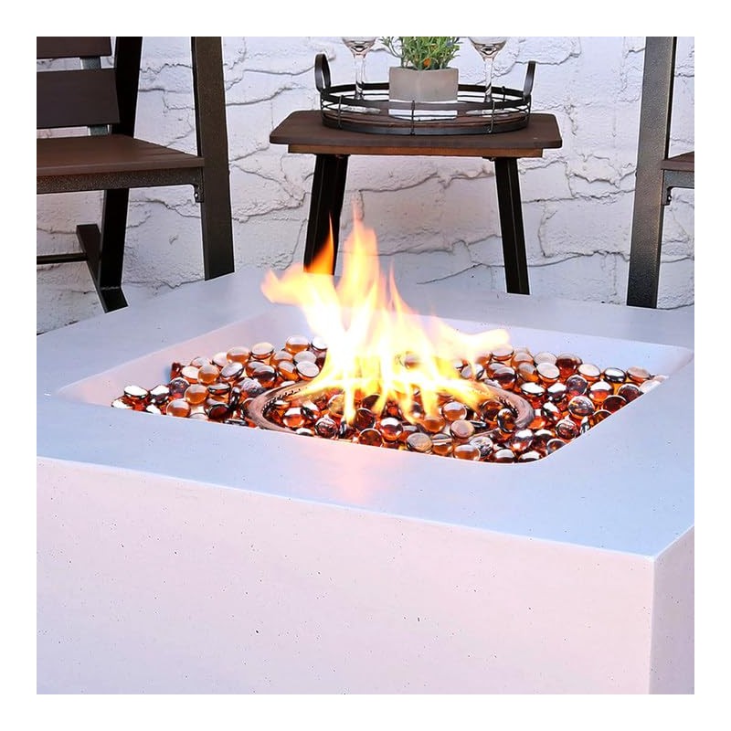 vchin Fire Glass Rocks, Amber Beads for Propane Fire Pit,
