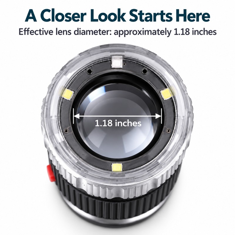 30X Pocket Magnifier – LED & UV Loupe with Adjustable