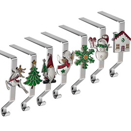 K-MLICE Christmas Stocking Holders Set of 7, Christmas Stocking Holders for Mantle Set of 7, Fireplace Stocking Hangers 7 Pack, Stocking Stand, Farmhouse Rustic Xmas Decorations for Home Indoor