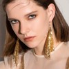 Atentuyi Boho Punk Metal Sequin Earrings Gold Long Drop Dangle