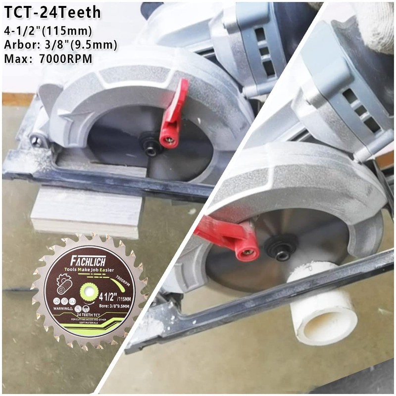 FACHLICH 4-1/2" Circular Saw Blades Set,6pcs HSS/TCT/Diamond Saw Blades for