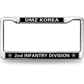 2nd Infantry Division Flag License Plate Frame Metal US Army 2nd Infantry Easy Installation License Plate Frame US Army Support License Plate Frame for Patriotic People