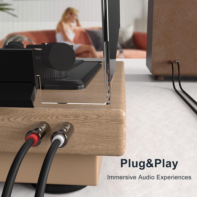 J&D RCA Cable, Gold-Plated 2RCA Male to 2RCA Male Copper