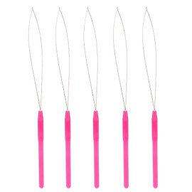 Bucle de Extensión de Cabello, Mango de Plástico Aguja de Bucle de Tracción Microperlas Enhebrador Herramienta de Gancho de Tracción Y Herramienta de Dispositivo Cuentas Herramientas de(Rosa)