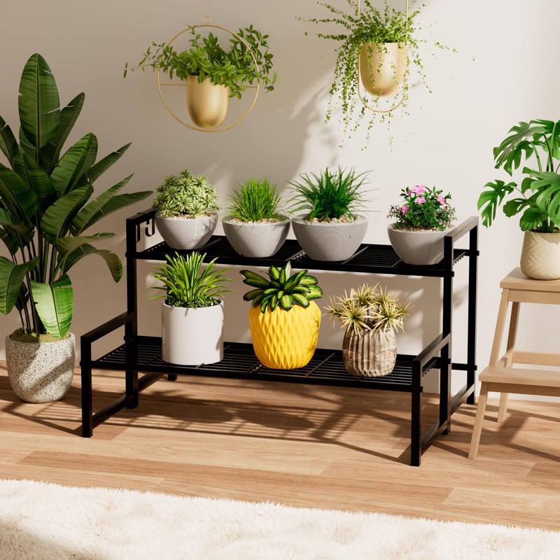 Garden 4 you 2 Tier Metal Plant Stand Outdoor Indoor
