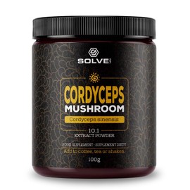 Solve Labs® ● Organic Cordyceps Extract Powder ● 43% Beta-D Glucans ● 10:1 Extract ● No Fillers & Additives ● 100G ● 3 Month Supply