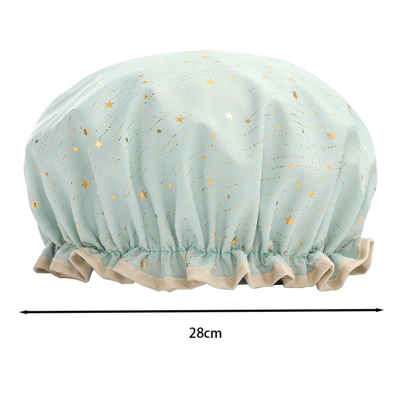 ieron Double Layer Shower Caps, Reusable Bath Cap, Waterproof Elastic