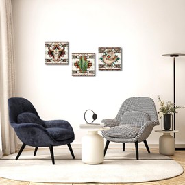 sechars Aztec Canvas Wall Art Retro Southwest Decor Western Tribal Painting Artwork for Bedroom Bathroom Decorations (Small)